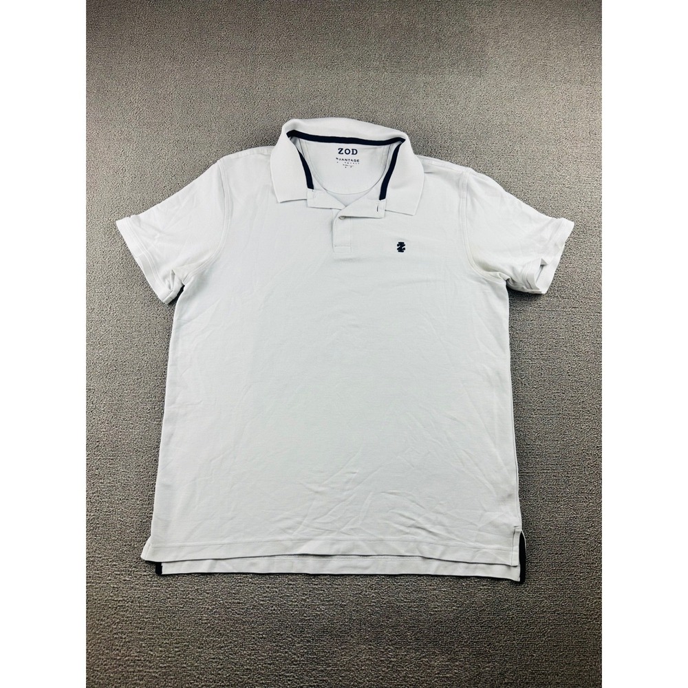 IZOD Advantage Polo Men L White Solid Performance Short‎ Sleeve Golf Sportswear